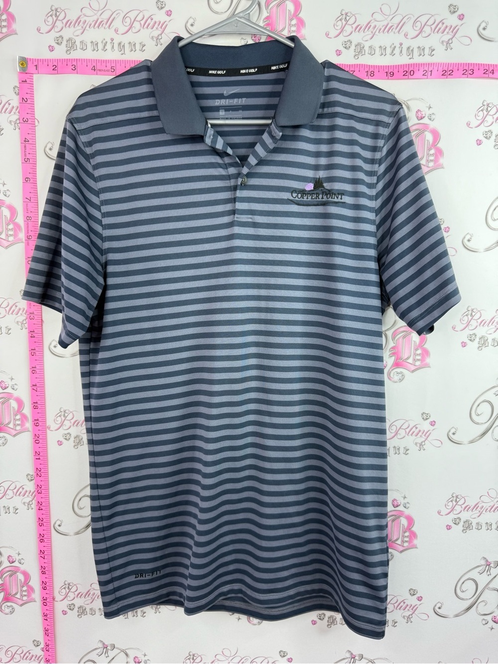 Nike polo shirt copper point Men’s Gray Striped Dri-FIT Polo
